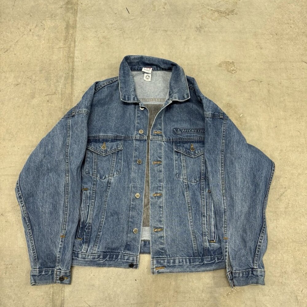 Michelin Jean Jacket Vintage Embroidered AG Heavy Equip Tires Earth Mover USA XL